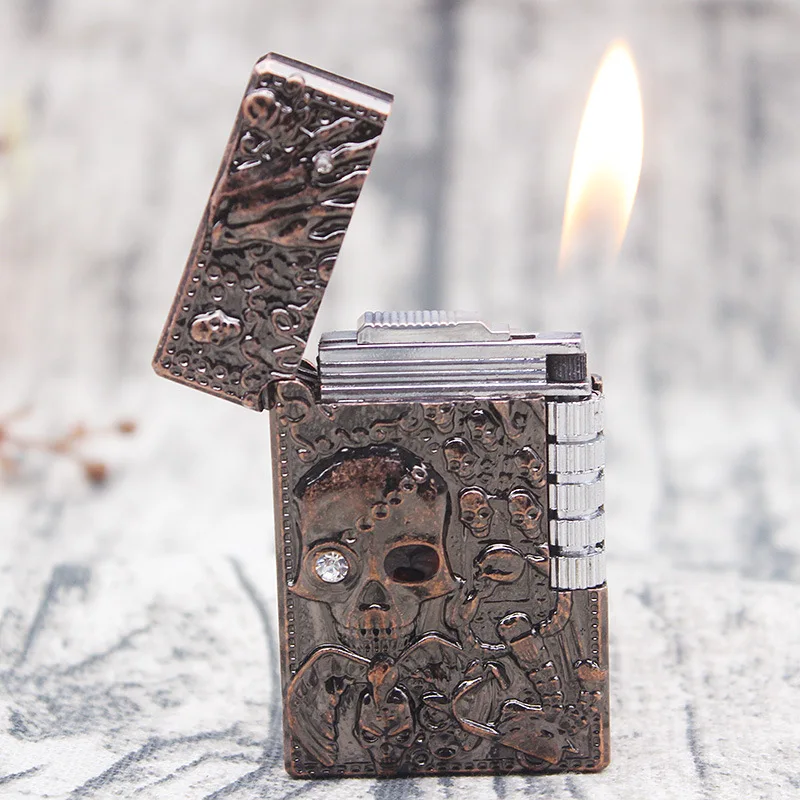 Lighter Insert Zippo - Creative Metal Skull Bright Sound Refillable