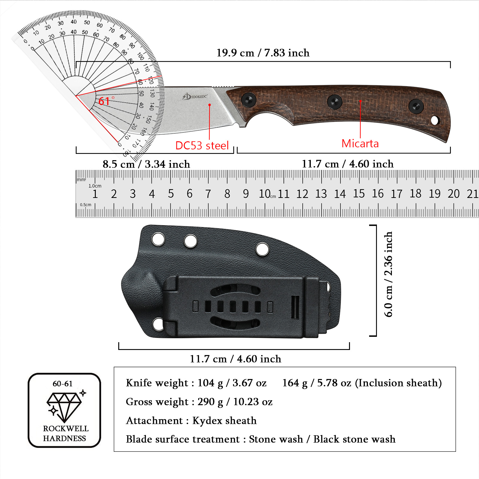 SDOKEDC DC53 Steel EDC Utility - Edc Carry Fixed Blade Knife recension och pris